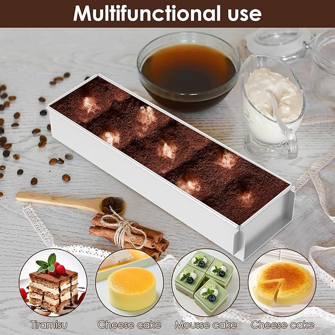 Rectangle Aluminum Tiramisu Pan, Nonstick Tiramisu Pan Cake Baking Tray,Mousse Cake Mold, Luminum Alloy Baking Mold for Tiramisu Cheesecake (Fixed)