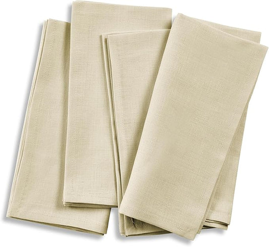 Solino Home Linen Napkins Set of 4-100% Pure Linen Birch Dinner Napkins Cloth 20 x 20 Inch for Fall, Autumn, Thanksgiving - Fete, Handcrafted and Machine Washable