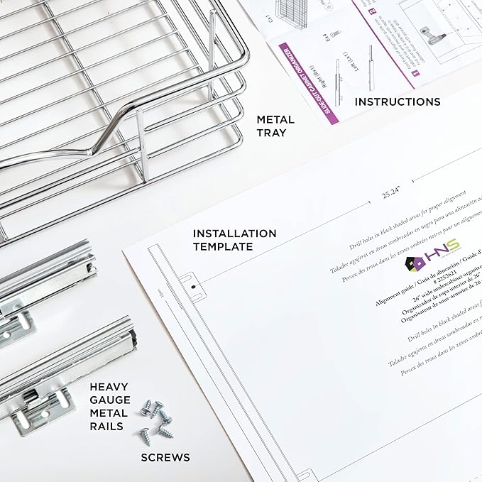 HOLDN’ STORAGE Pull Out Cabinet Organizer, Individual Sliding Drawers - Heavy Duty Metal with Lifetime Limited Warranty - Anti Rust Chrome Finish (Single Tier, 26" W)