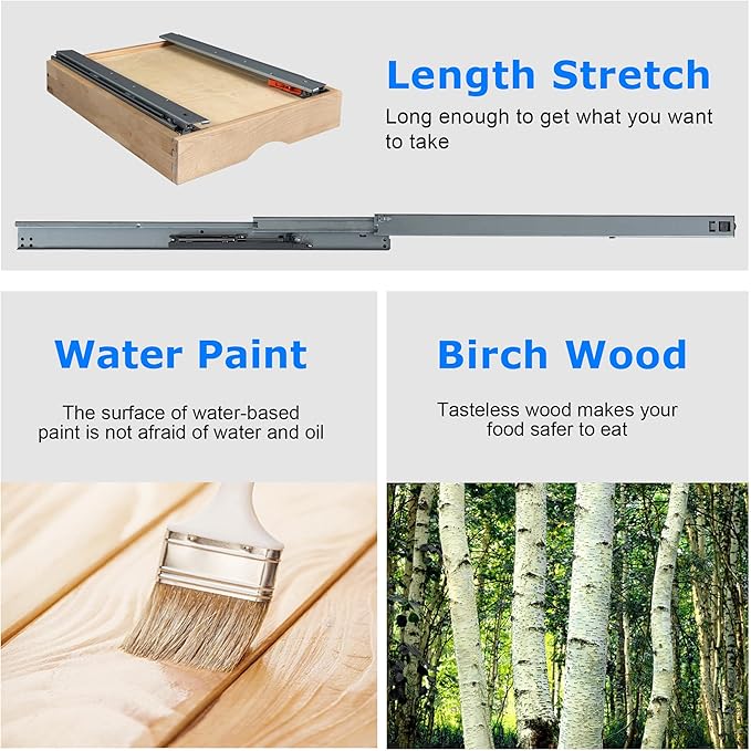 14" W x 22" D Pull Out Cabinet Organizer with Heavy Duty Slides, Kitchen Cabinet Roll Out Drawers, Pull-Out Home Organizers,Soft Close Pull Out Drawers for Cabinets