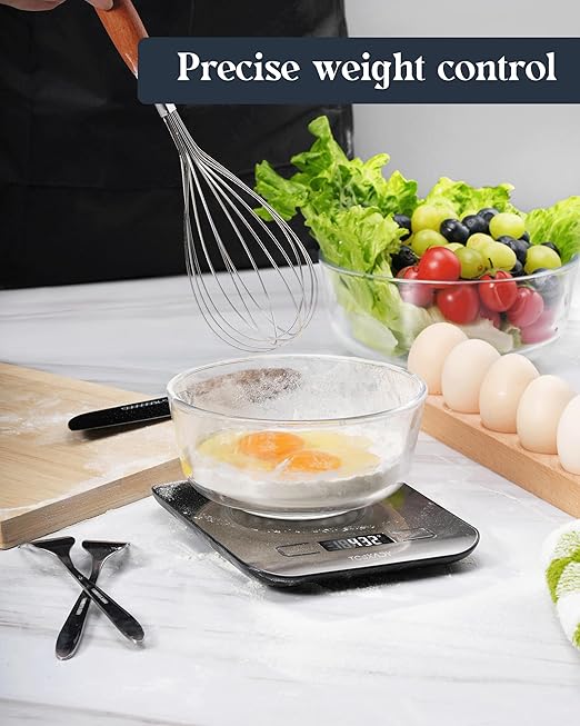 Food Scale, 11lb Digital Kitchen Scale with 6 Units LCD Display and Tare Function,Compact Design for Baking,Healthy Cooking,Meal Prep, 304 Stainless Steel