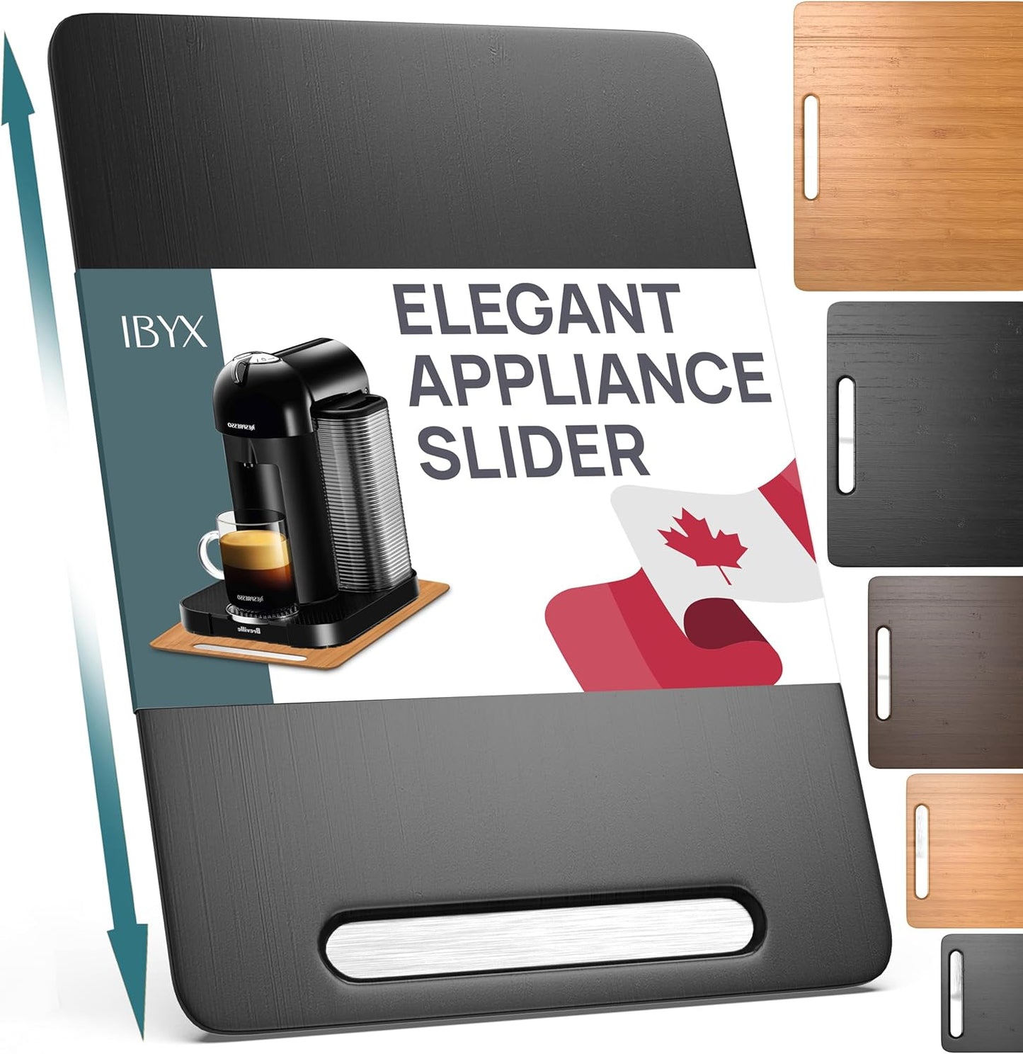 Ibyx Elegant Sliding Tray for Your Coffee Maker & Heavy Kitchen Appliances - Sturdy, Slides Easily from Under The Cabinet (Black, 9.5”W x 14”D)