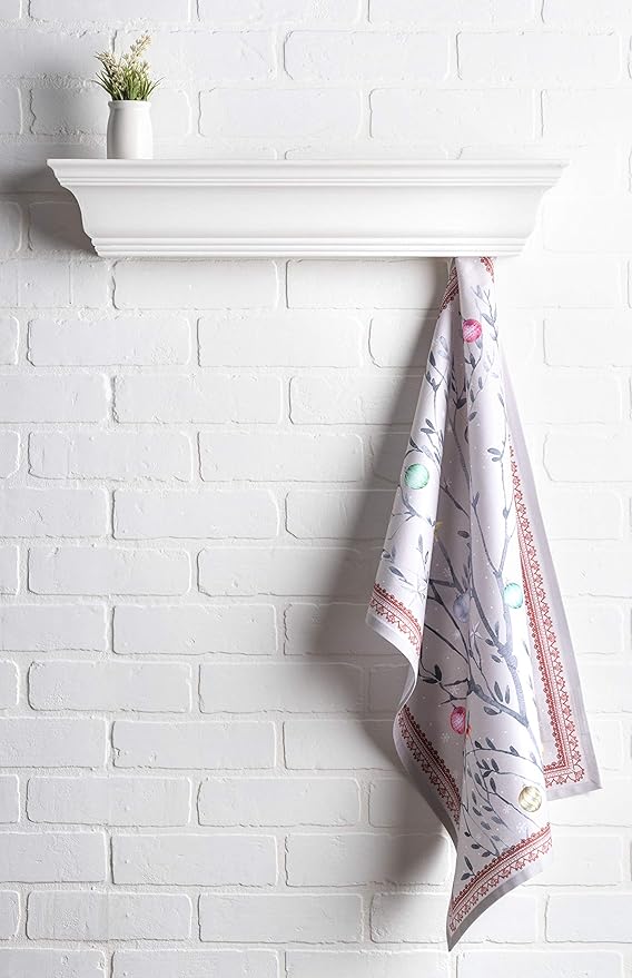 Maison d' Hermine Kitchen Towels Set of 3 100% Cotton 20" x 27.5" Reusable Cloth Tea Dish Towels Absorbent with Hanging Loop for Kitchen Dining Thanksgiving Christmas Decorations (Fairy Christmas)