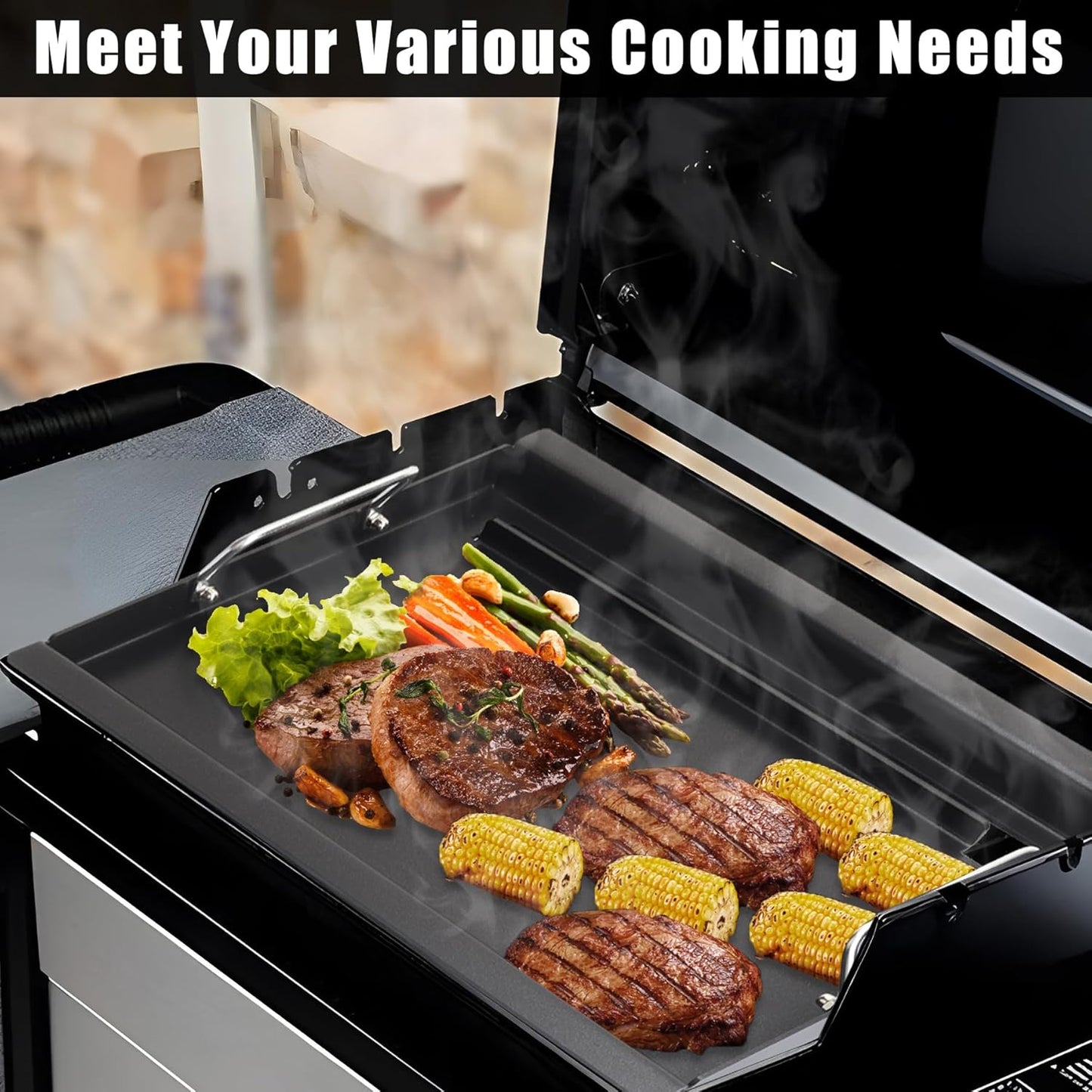 SafBbcue 97888 Full Size Griddle Inserts for Monument 24367 24633 13892 17842 35633 41847NG Grill Flat Top Griddle for Monument Replacemnt Parts 35633G 35633B D405 D425, Carbon Steel