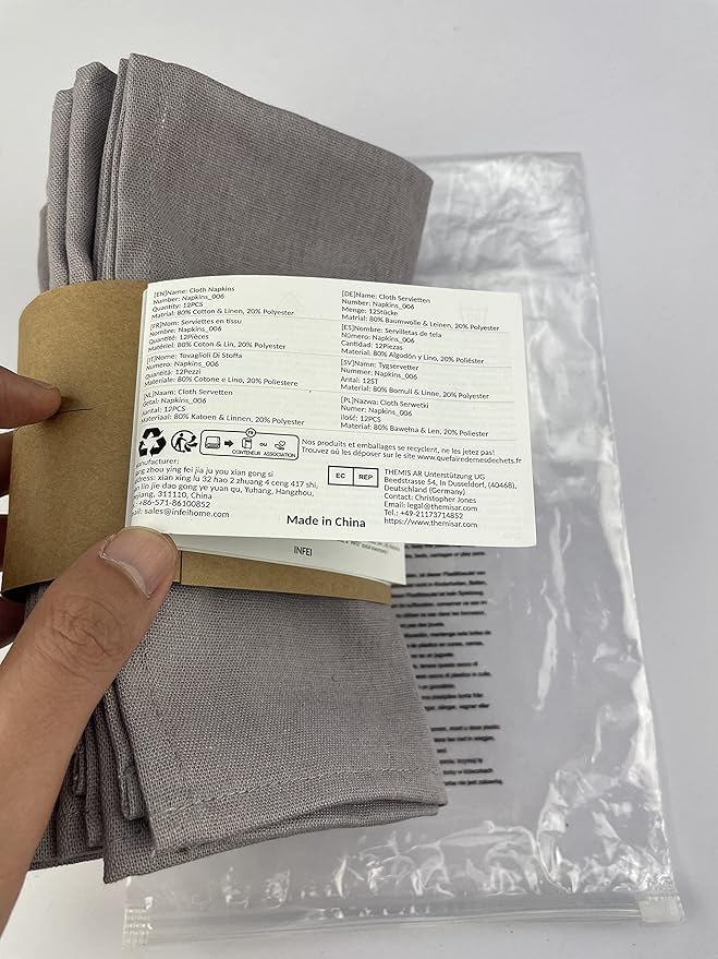 Solid Color Blended Thin Dinner Cloth Napkins - Set of 12 (40 x 40 cm) - for Events & Home Use (Silver)