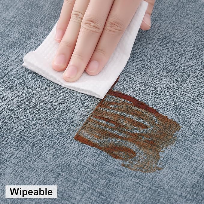 homing Round Faux Leather Placemat and Coaster 4 Packs, Washable Heat Resistant Dining Place Mats, Wipeable Double-Sided Table Mats for Indoor and Outdoor, Diameter 13 and 3.93 inch, Blue