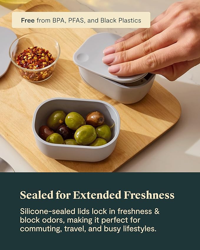 Caraway Mini Dash Inserts - 2pc .6 Cup Dash Ramekins w/Lids - Easy to Store, Non Toxic - Perfect for Sauces, Garnish, & Small Snack or Sides