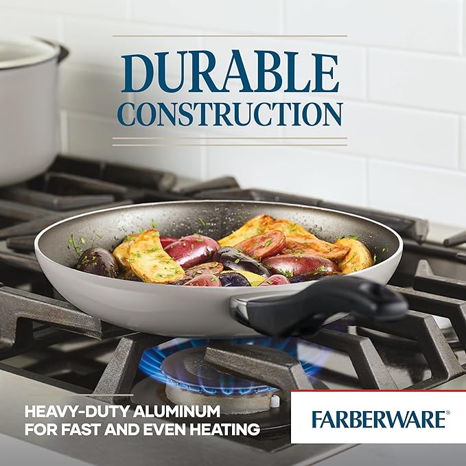 Farberware 21805 Dishwasher Safe Nonstick Cookware Pots and Pans Set, 15 Piece, Champagne