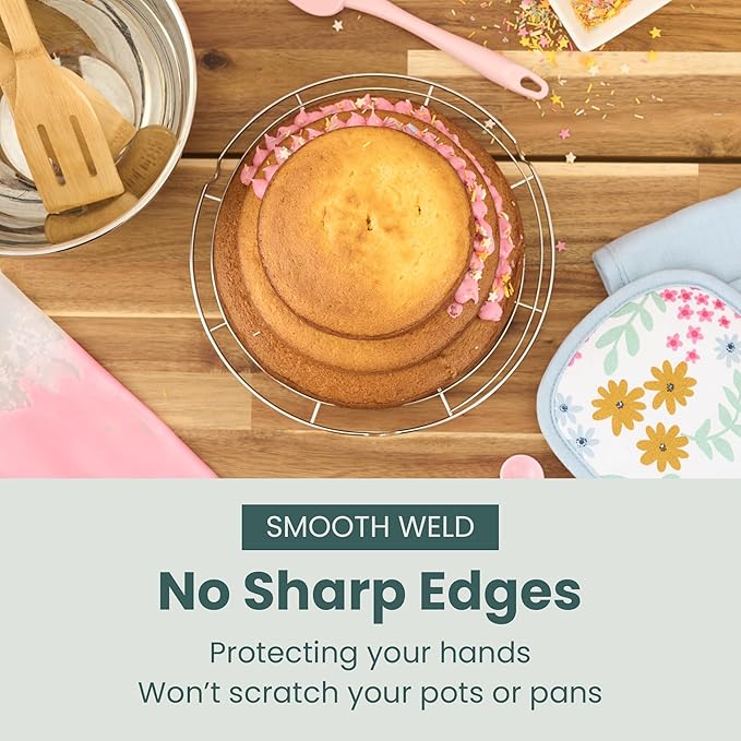 Ultra Cuisine 3 Set Round Cooling Racks for Cooking and Baking – Oven & Dishwasher-Safe, 100% Stainless Steel Steaming and Baking Rack - Fits Air Fryer, Pressure Cooker & Cake Pan (7.5, 9 & 10.5 Inch)