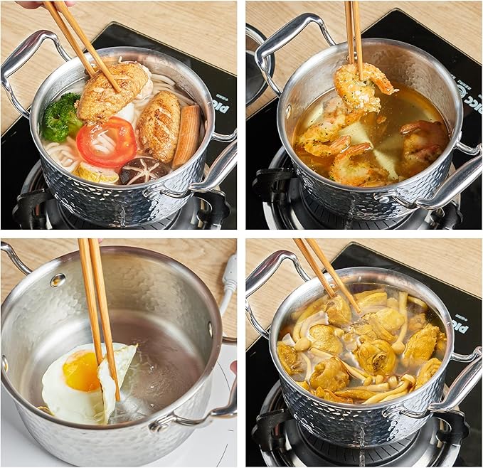 Tri-Ply Stainless Steel Stock Pot,1.8 Quart Sauce Pan with Lid, Induction Pasta Pot Compatible with All Cooktops, Small Cooking Pot for Boiling Gravies, Pasta, Soup, Oven & Dishwasher Safe