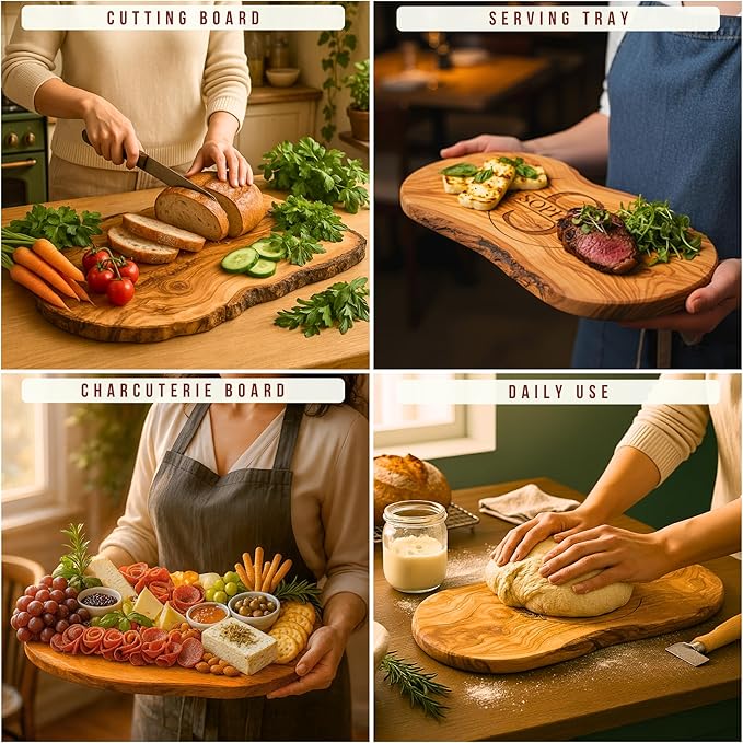 Personalized Olive Wood Cutting Board - Custom Engraved Charcuterie Boards, Housewarming, New Home, Gifts for Women, Friends, Wedding, Bridal Shower, Engagement, Christmas, Anniversary, Family