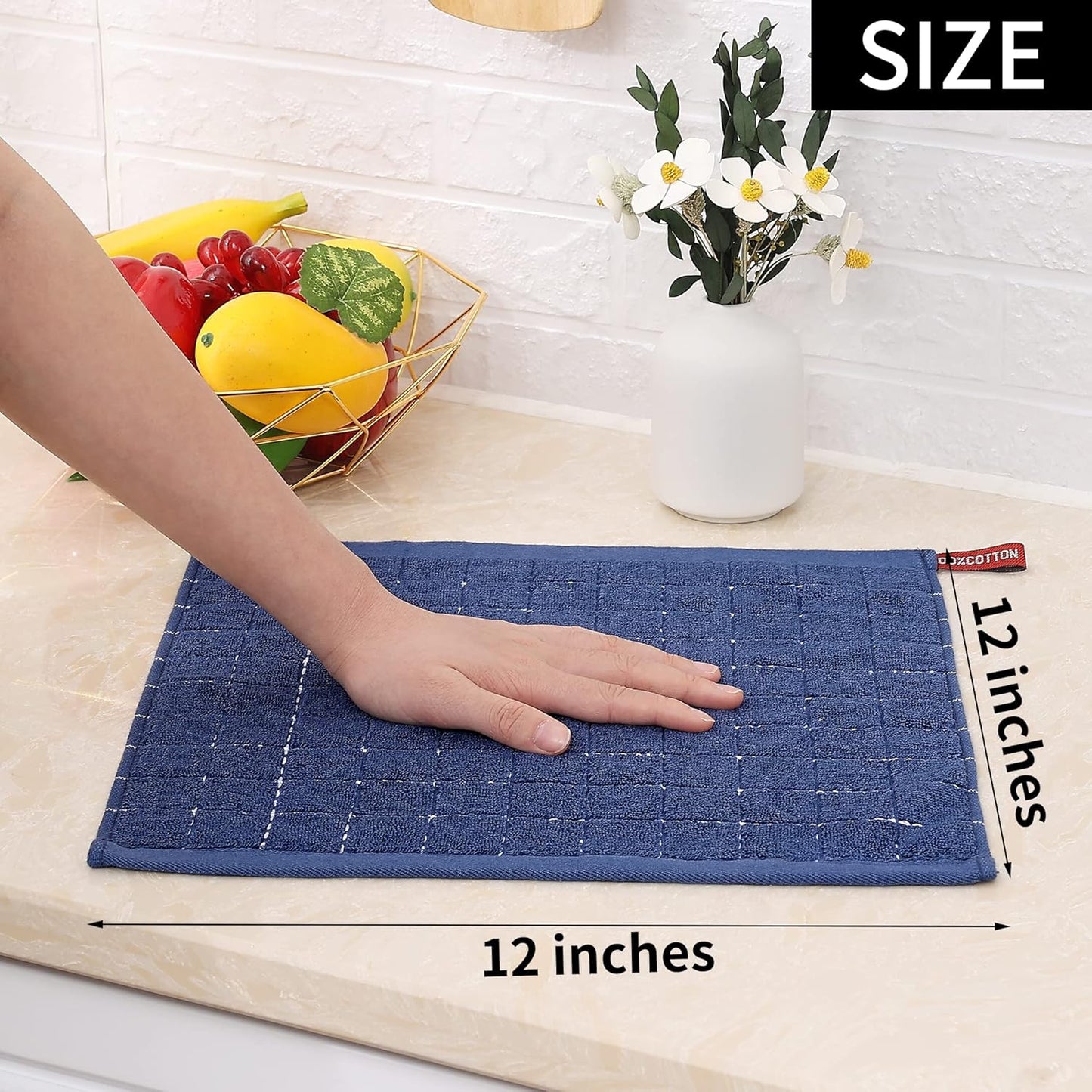 Homaxy 100% Cotton Terry Kitchen Dish Cloths, Ultra Soft and Absorbent Dish Towels for Kitchen, Suitable for Drying and Washing Dishes, 6 Pack, 12 x 12 Inches, Multiple Colour