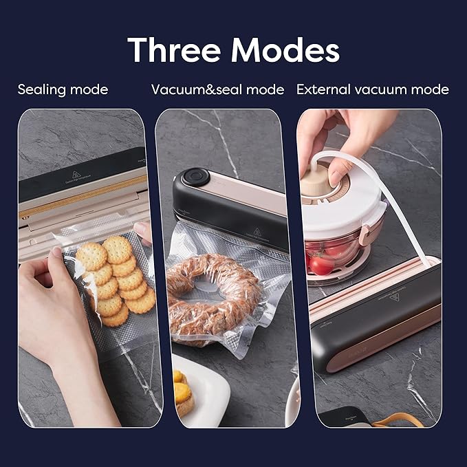 CIARRA Portable Vacuum Sealer Machine for Food Preservation & Fresh, Cordless Food Vacuum Sealer with 3 Modes, Compact Automatic Vacuum Sealer for Dry and Wet Food