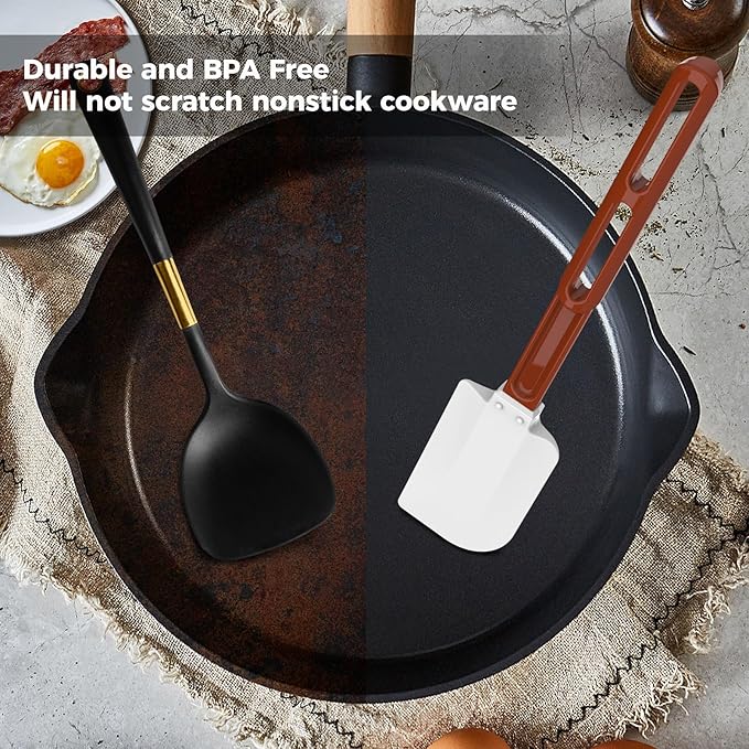 High Heat Resistant Silicone Spatulas, 13-1/2" Commercial Spatula 500°F Heat-Resistant Heavy Duty Spatula Non-Stick Scraper, Ideal for Baking/Cooking/Mixing, Commercial Dishwasher Safe, Set of 2