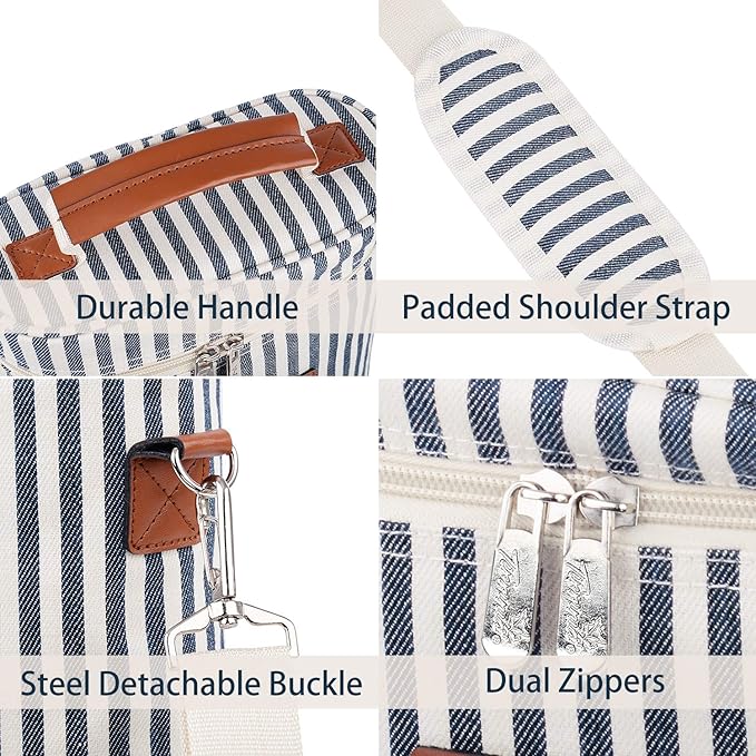 Tirrinia 4 Bottle Leakproof Insulated Wine Carrier Tote Bag - Padded and Portable for Travel, Restaurants, Tastings, Parties - Great Gift for Wine Lovers, Stripe Pattern