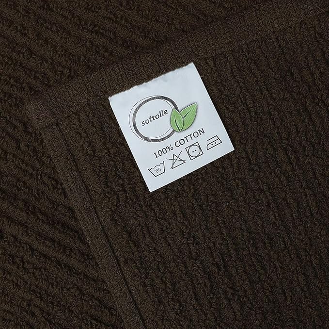Softolle Bar Mop Towels, Pack of 12-16x19 Inches - 100% Cotton Super Absorbent Towels, Multi-Purpose for Home and Bar Cleaning (Brown)