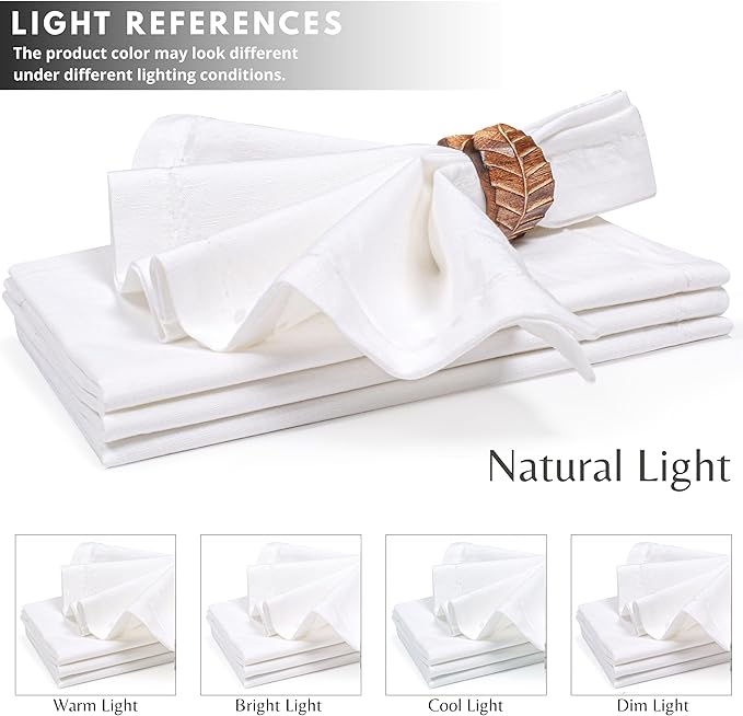 Ramanta Home White Coth Dinner Napkin Set of 12 Premium Cotton 18X18 Inch Linen Flax Soft & Durable Washable Ideal for Everyday Use Parties Thanksgiving Christmas Halloween