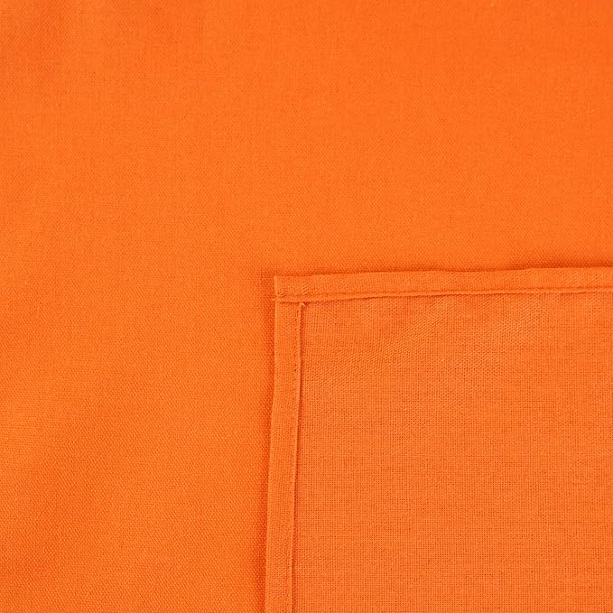 Solid Color Linen Blended Thin Dinner Fabric Napkins - Set of 12 (40 x 40 cm) - for Thanksgiving Halloween Use (Orange/Fall)