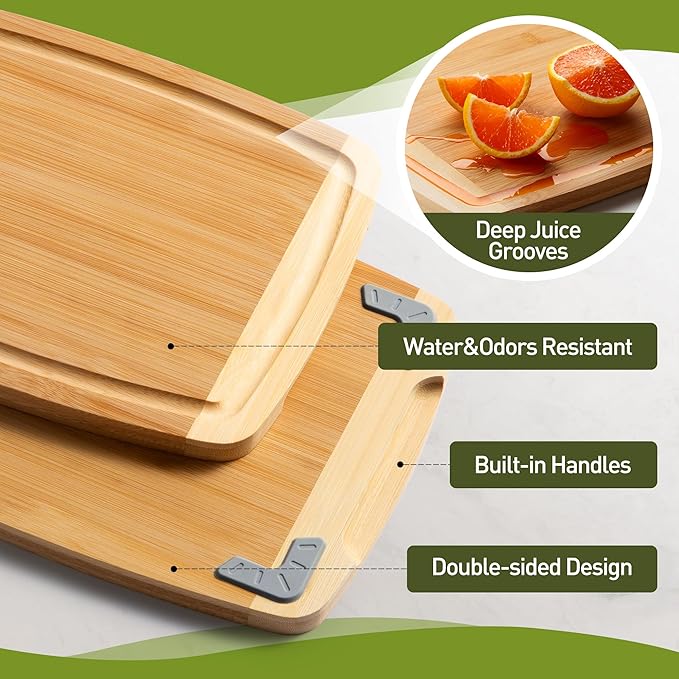 Bamboo Cutting Board Set Non Slip Feet Over Sink Brides Her Wedding Day Bridal Shower Engaged Engagement Hostess Couple Newly Wed House Christmas Married Future Mrs fiancee Unique Cool Gifts