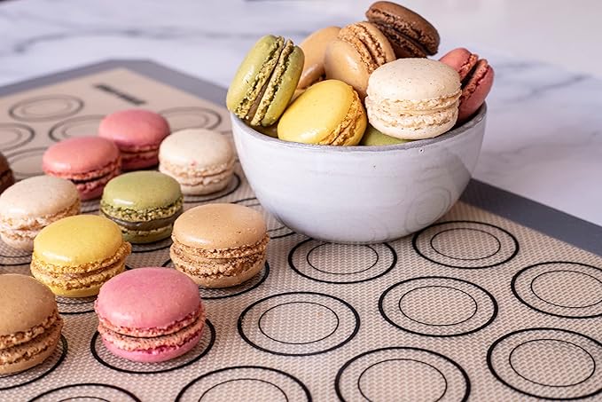 Macaron Silicone Baking Mats - Set of 2 - Full Size - 16.5 x 24, Non-Stick Macaron Mat for Perfect Baking - Dishwasher & Oven Safe, Ideal for Macarons, Cookies, Bread, and More