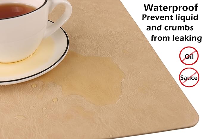 Faux Leather Placemats, Set of 4 PU Table Mats, Easy to Clean, Heat & Stain Resistant for Office Conference Table,Dining Home Decor