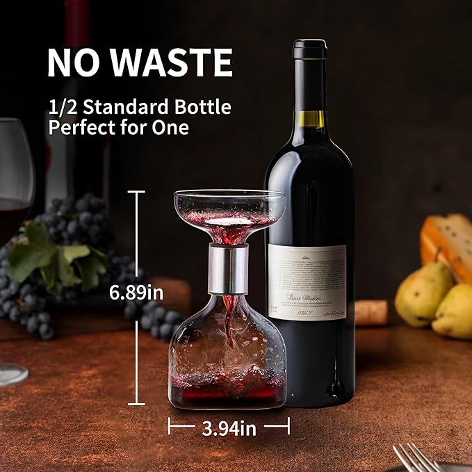 SOUL ONE Wine Decanter, Personal Portable Decanter(365ml), 100% Lead-free, Wine Gift, Wine Accessories, for Business Trip, Picnic,Sharing with Friends and Solitary Moment
