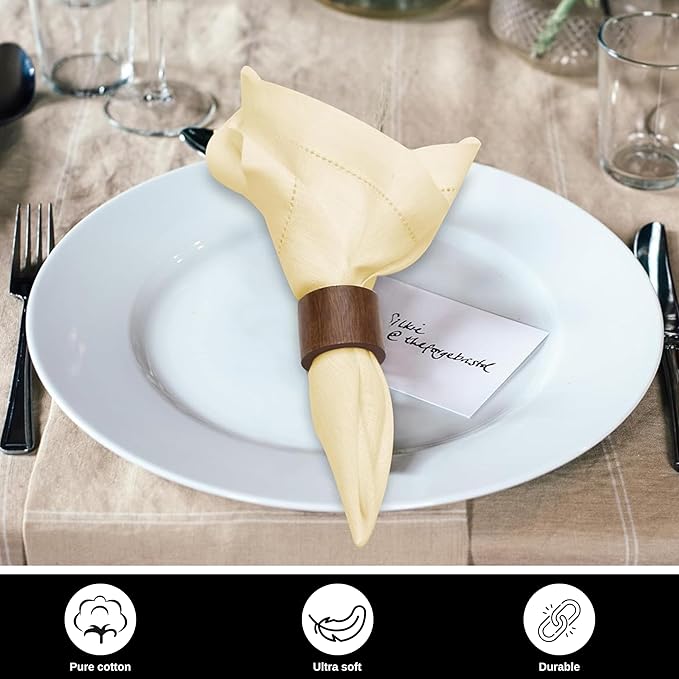 Linen Cotton Cloth Napkins Set of 4-100% Linen Hemstitched Napkins 18x18 Inches for Wedding, Dinner, Thanksgiving, Parties – Reusable Elegant Table Napkins for Home Decor & Events