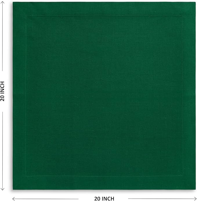 Solino Home Linen Napkins Set of 4-100% Pure Linen Christmas Green Dinner Napkins Cloth 20 x 20 Inch - Fete, Handcrafted and Machine Washable