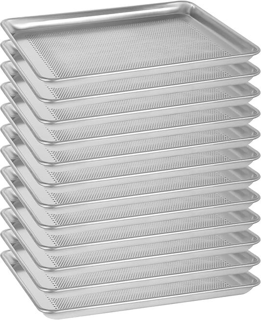 12 Pack Half Size Baking Sheet Pans Perforated, Aluminum Commercial Cookie Sheets Non-Stick, 18"x13"