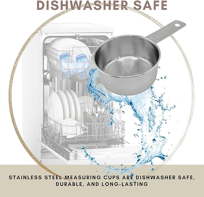 1/3 Cup Stainless Steel Measuring Cup | Sturdy Metal 80 ml | 80 cc | 3 oz | Single Cup for Wet and Dry Ingredients | Great for use as 1/3 Cup Dog Food Scoop - 12 PK