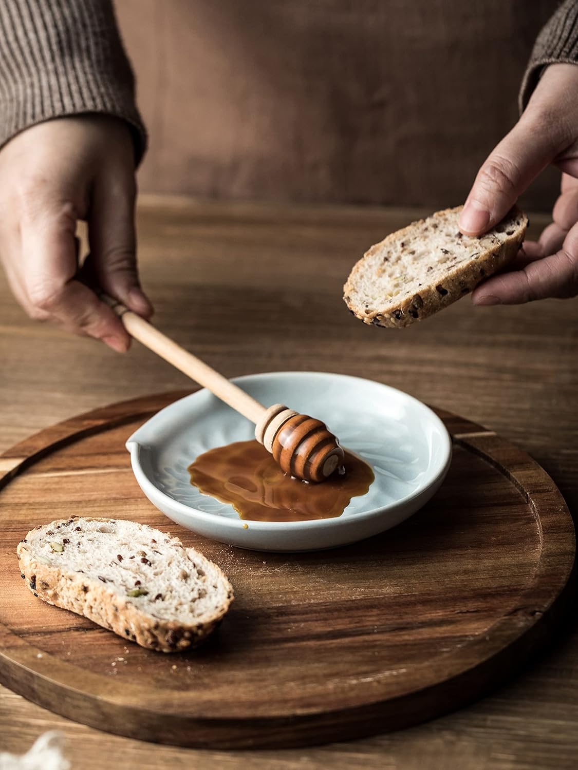 Ceramic Spoon Rest, Kitchen Spoon Holder for Stove Top, Cooking Utensil Rest - Modern Farmhouse Kitchen Decor Large Utensil Holder for Ladles Tongs Spatula - Gray