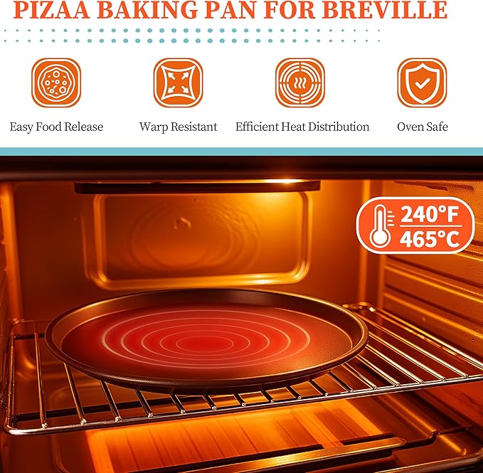 Pizza Pan for Oven, 11” Pizza Pan Compatible with Breville Mini Smart Oven BOV450XL,BOV650XL BOV800XL,Non-Stick Pizzas Tray for Breville Toaster Ovens Accessories, Replacement for Breville Pizzas Pans