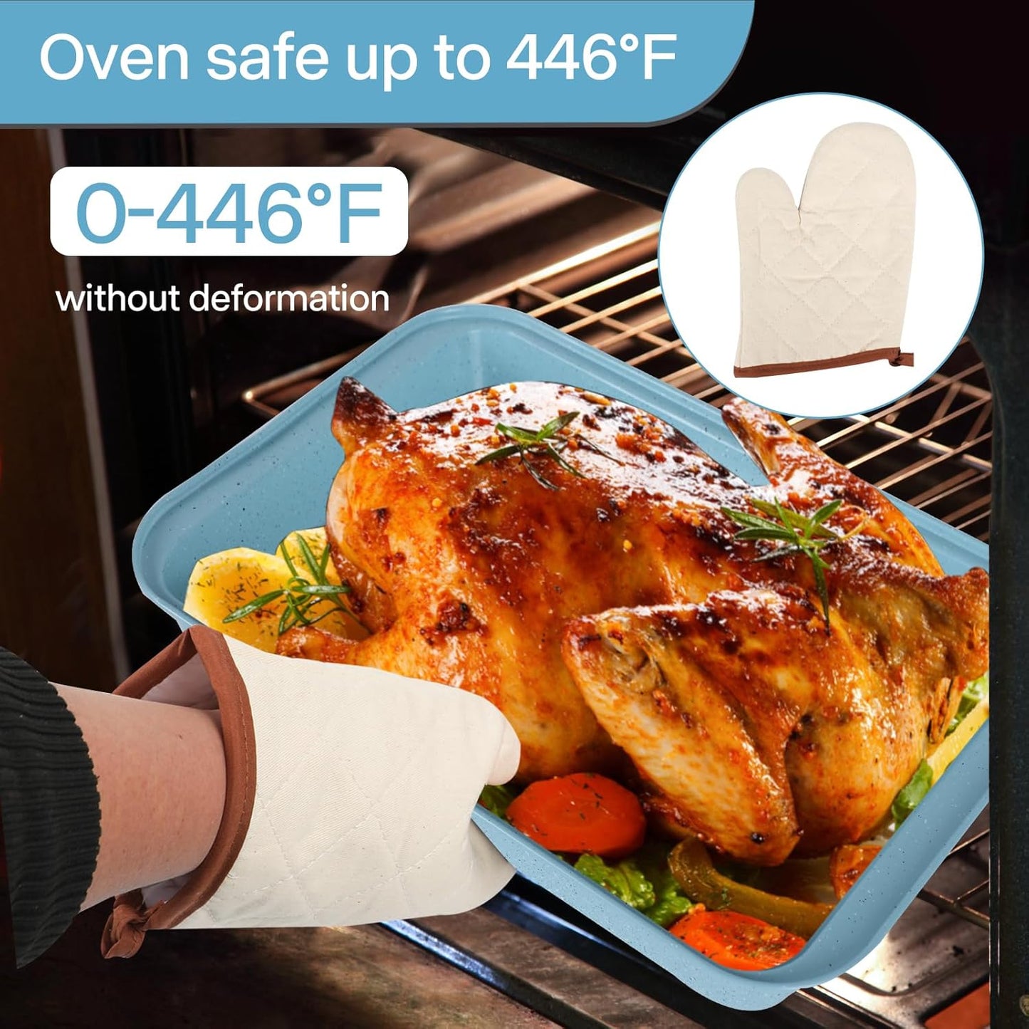 6-Pieces Baking Pans Set Nonstick, Bakeware Sets Stackable, Carbon Steel Oven Baking Set Easy to Use, Unique Blue Baking Sheet Set for Kitchen