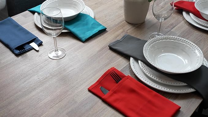 Ruvanti Cloth Napkins Set of 12, 18x18 Inches Napkins Cloth Washable, Soft, Durable, Absorbent, Cotton Blend. Table Dinner Napkins Cloth for Hotel, Christmas, Dinner, Parties - Multi Color