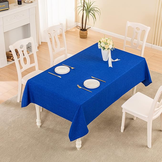 BALCONY & FALCON Rectangle Tablecloth Washable Wrinkle Resistant and Water Proof Table Cloth Decorative Linen Fabric Tablecloths for Dining Parties Kitchen Wedding and Outdoor Use (Royal Blue, 57x85)