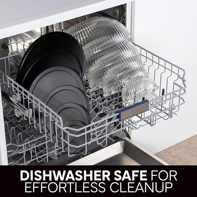 COOK WITH COLOR 12 Pc Glass Mixing Bowl Set with Lids – Borosilicate Glass Nesting Bowls for Cooking, Baking and Meal Prep, Fluted Black