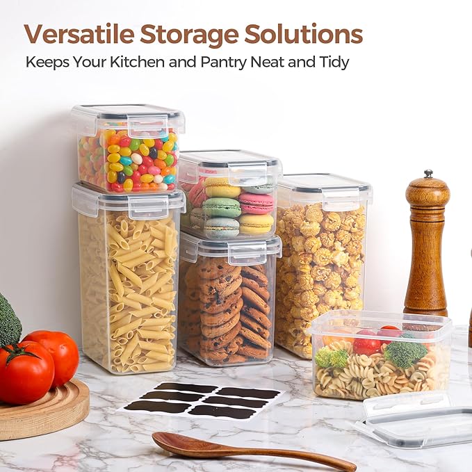 ComSaf Food Storage Containers with Lids Set of 3 (2L/2.1Qt) (1.4L/1.5Qt) (0.8L/0.8Qt), Airtight Food Storage Container, Plastic Canister Sets for Kitchen, Pantry Organizer for Sugar, Cereal and Snack