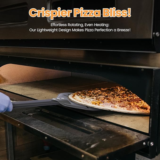 8” Pizza Turning Peel - Pizza Turner - Restaurant-Grade Aluminum Perforated Pizza Peel Lightweight Metal Outdoor Pizza Oven Accessories