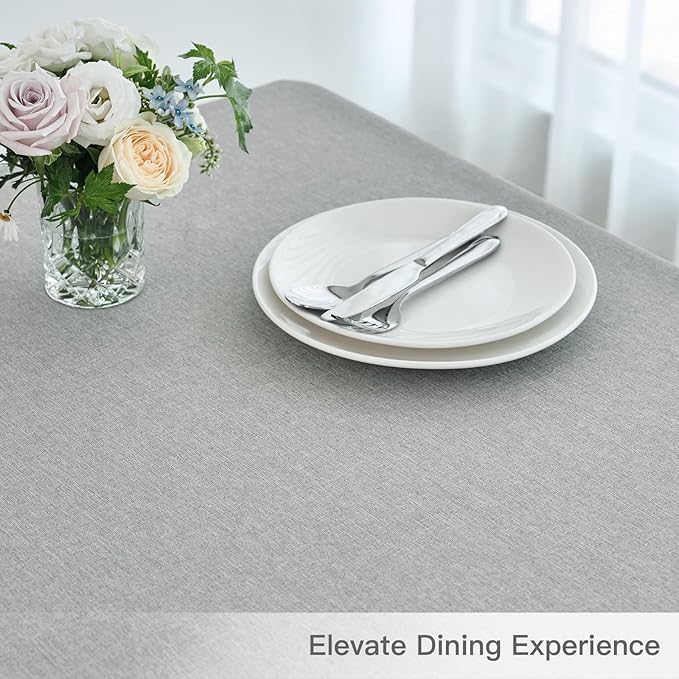 maxmill Square Linen Tablecloth Water Resistance Antiwrinkle Spillproof Stain Proof Fabric Table Cloth, Decorative Fabric Table Cover for Banquet Party Event Holiday Dinner, 70 x 70 Inch, Light Grey