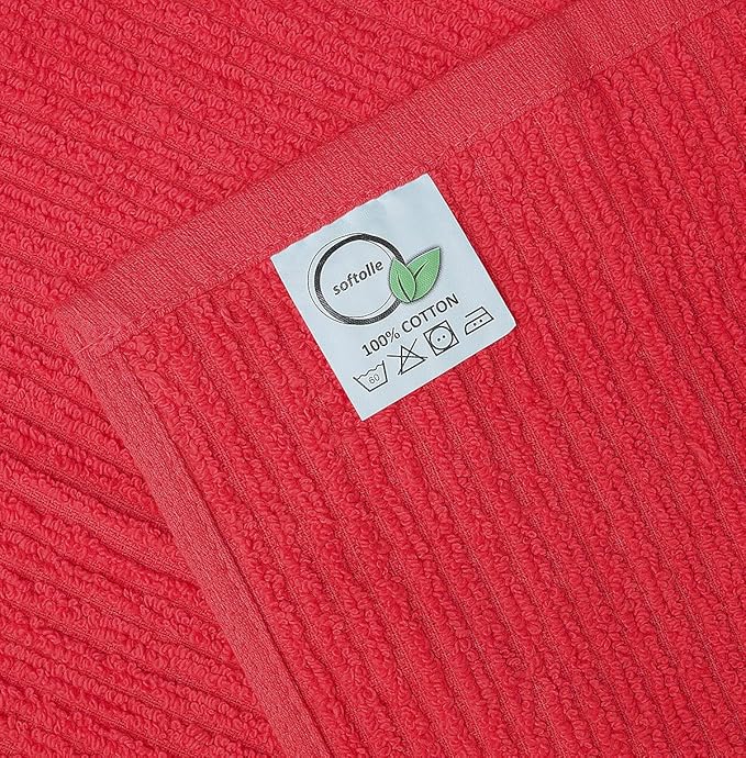 Softolle Bar Mop Towels, Pack of 12, 16x19 Inches, 100% Cotton, Crimson, Multi-Purpose for Home, Kitchen and Bar Cleaning