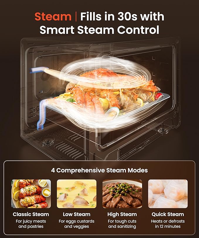 FOTILE HYZK32-E3-B ChefCubii 1.1 cu. ft. 4-in-1 Combi-Steam Oven with Steam-Bake, Air Fry, Convection, Dehydrator Functions, and 50 Preset Menus, Black