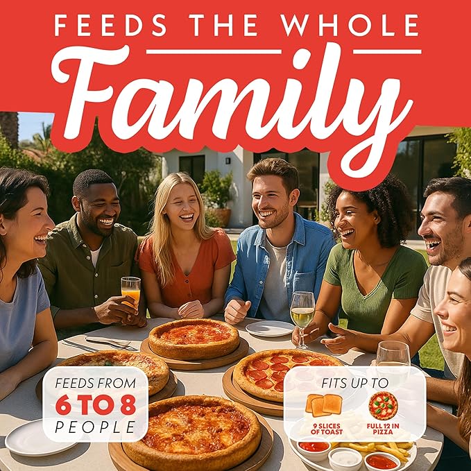 Gourmia Indoor Pizza Oven Air Fryer Toaster – 1800W Countertop Multi-Cooker with Pizza Stone, Digital Controls & 6 Presets, Stainless Steel