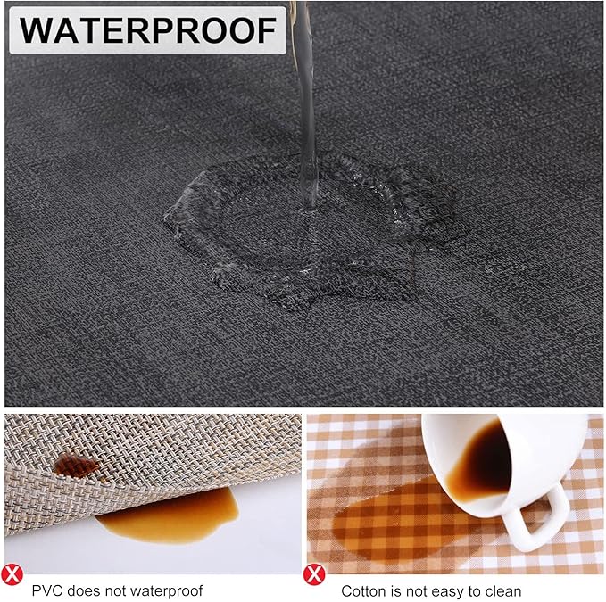 homing Faux Leather Heat Resistant Placemats 12 Packs, Waterproof Wipeable Dining PU Place Mats for Indoor & Outdoor, Easy to Clean, Charcoal