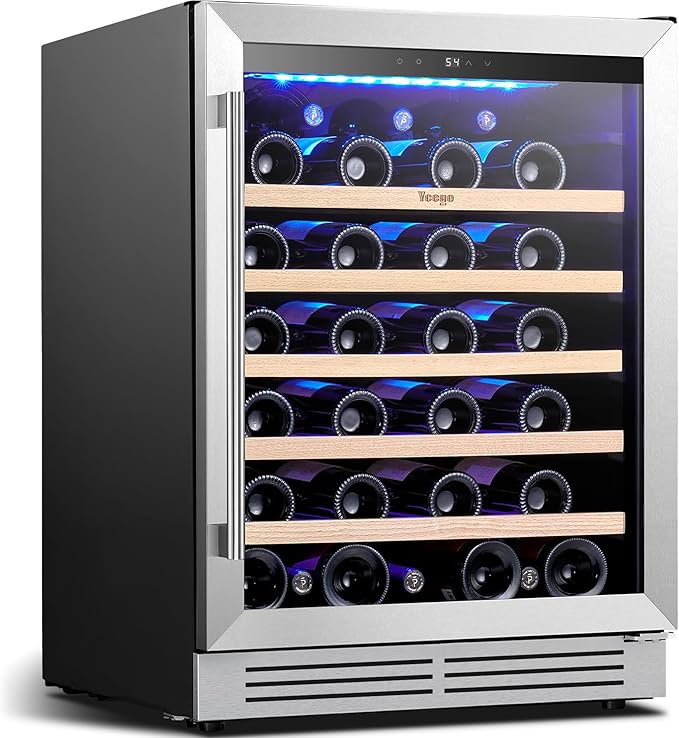 Yeego Wine Fridge 24 inch - 47 Bottles 40-65℉ Touch Control, Built-In/Under Counter/Freestanding Wine Cooler Refrigerator with Glass Door, Perfect for Bar, Home, Kitchen Cabinet, Office