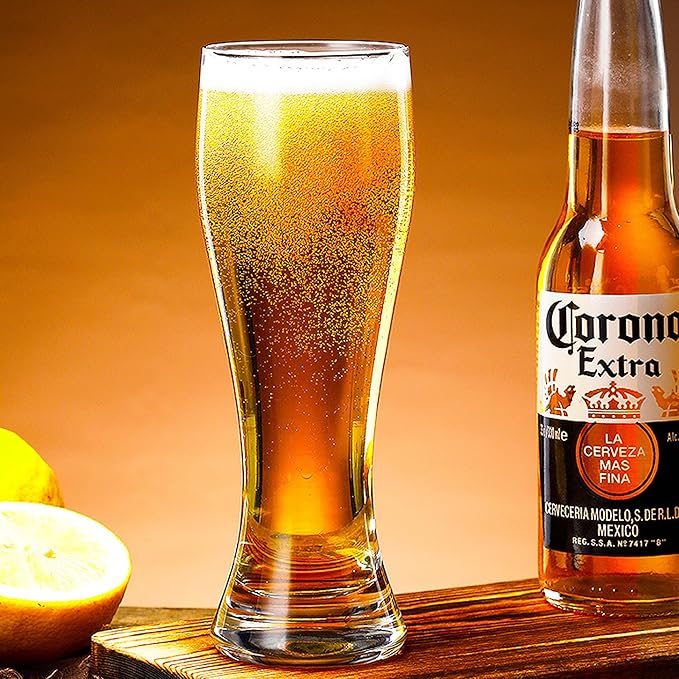 100% Hand Blown Artistry Pilsner Beer Glasses 18.5 oz Capacity Ultra-Thin Craft Lead-Free for Beer Drinking Bliss Bar Glassware creative base Beer Glasses 4pack