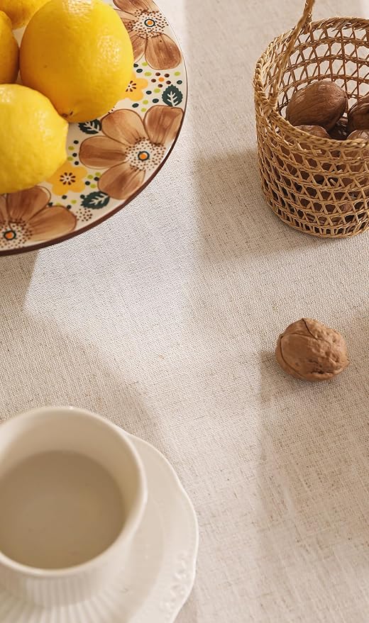 patdrea Designer Orange Tablecloth for Round Tables,Pineapple Tree Pattern Linen Tablecloth,Tropical Style Fruit Table Cover Cloth Decor for Kitchen Dining Christmas,Diameter 67"