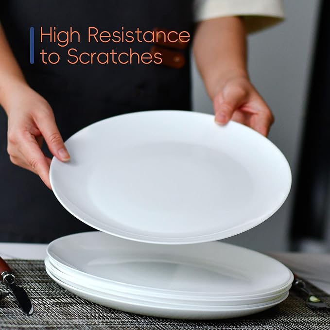 Dinnerware Sets for 4, LaGlint 12 Pieces Opal Glass Plates and Bowls Set, Dishwasher and Microwave Safe Dish Dinning Ware, Chip and Scratch Resistant Dishware White