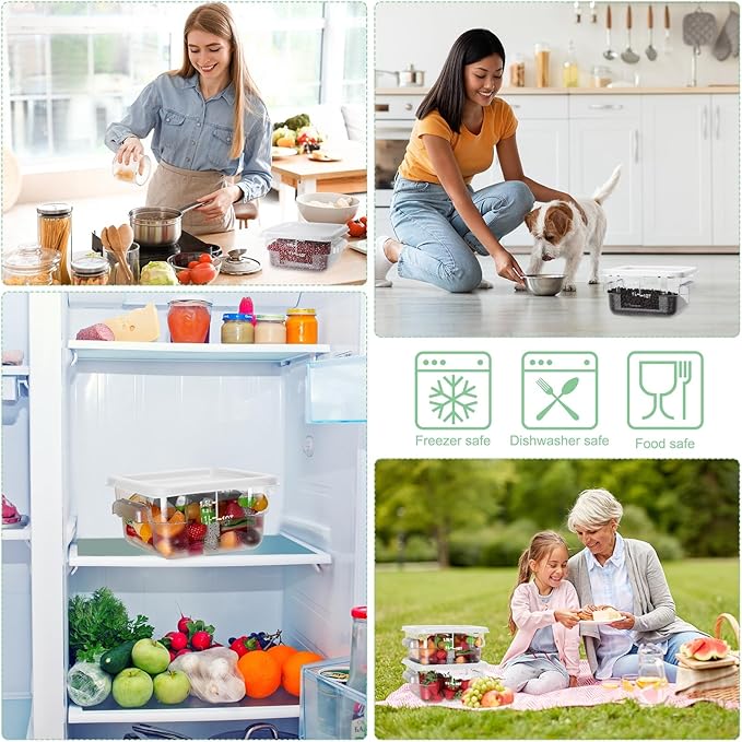 Lallisa 8 Pcs 2 Quart Food Storage Containers with Lids Clear Square Polycarbonate Marinating Container Dough Bucket with Lid (White)