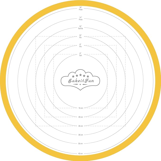 17.75 Inch Round Silicone Pastry Mat | Non Stick BPA-Free | Metric & Imperial Guides | Oven Microwave Freezer Dishwasher Safe - 450 °F to -40 °F