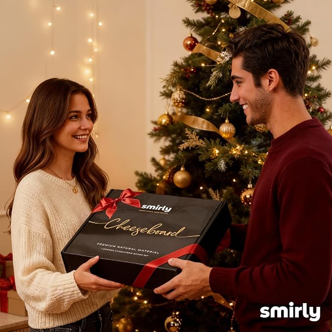 SMIRLY Charcuterie Boards Set - Large Bamboo Cheese Board set - House Warming Gifts New Home, Wedding Gift for Couple, Bridal Shower Gift, Birthday Gifts for Women